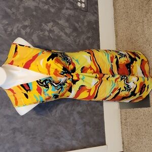 Peck & Peck Yellow Red Multi-colored Dress Sz MD